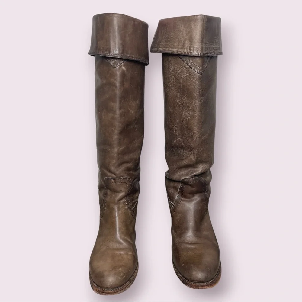 Frye Tan Leather‎ Over Knee Heeled Boots